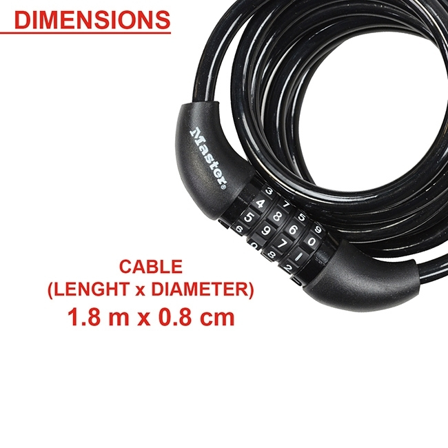Master Lock 8221 Κλειδαριά Ποδηλάτου Κουλούρα με Συνδυασμό - Image 4