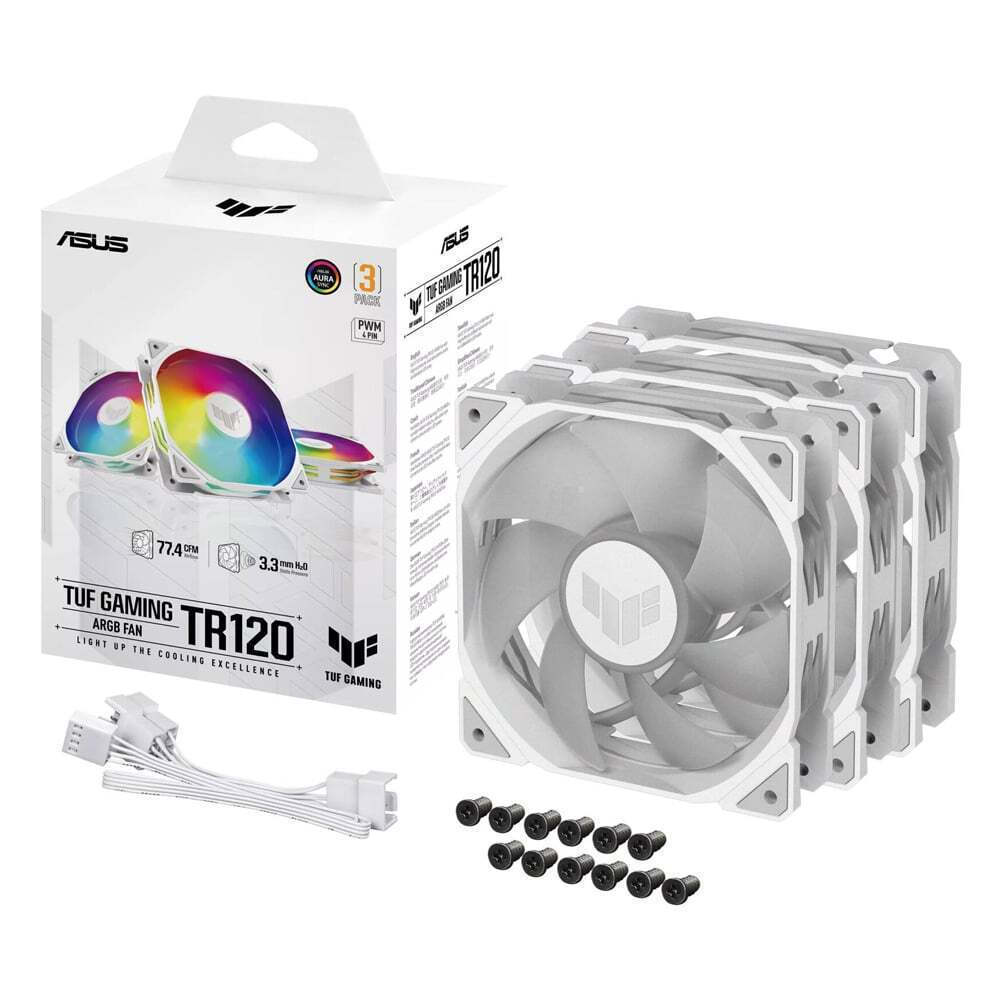 Asus TUF Gaming TR120 ARGB Case Fan με Σύνδεση 4-Pin PWM 3τμχ Λευκό - Image 3