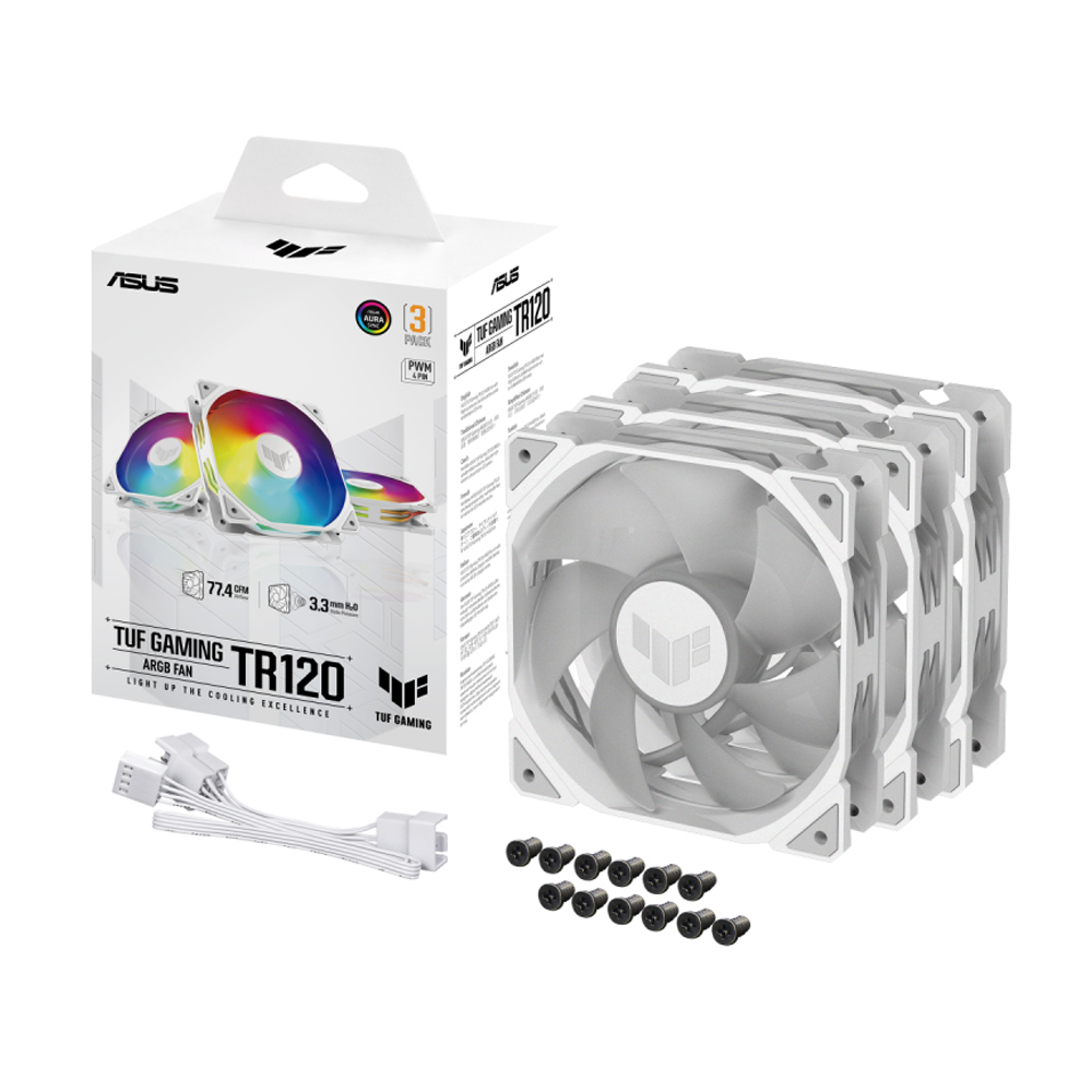 Asus TUF Gaming TR120 ARGB Case Fan με Σύνδεση 4-Pin PWM 3τμχ Λευκό - Image 4