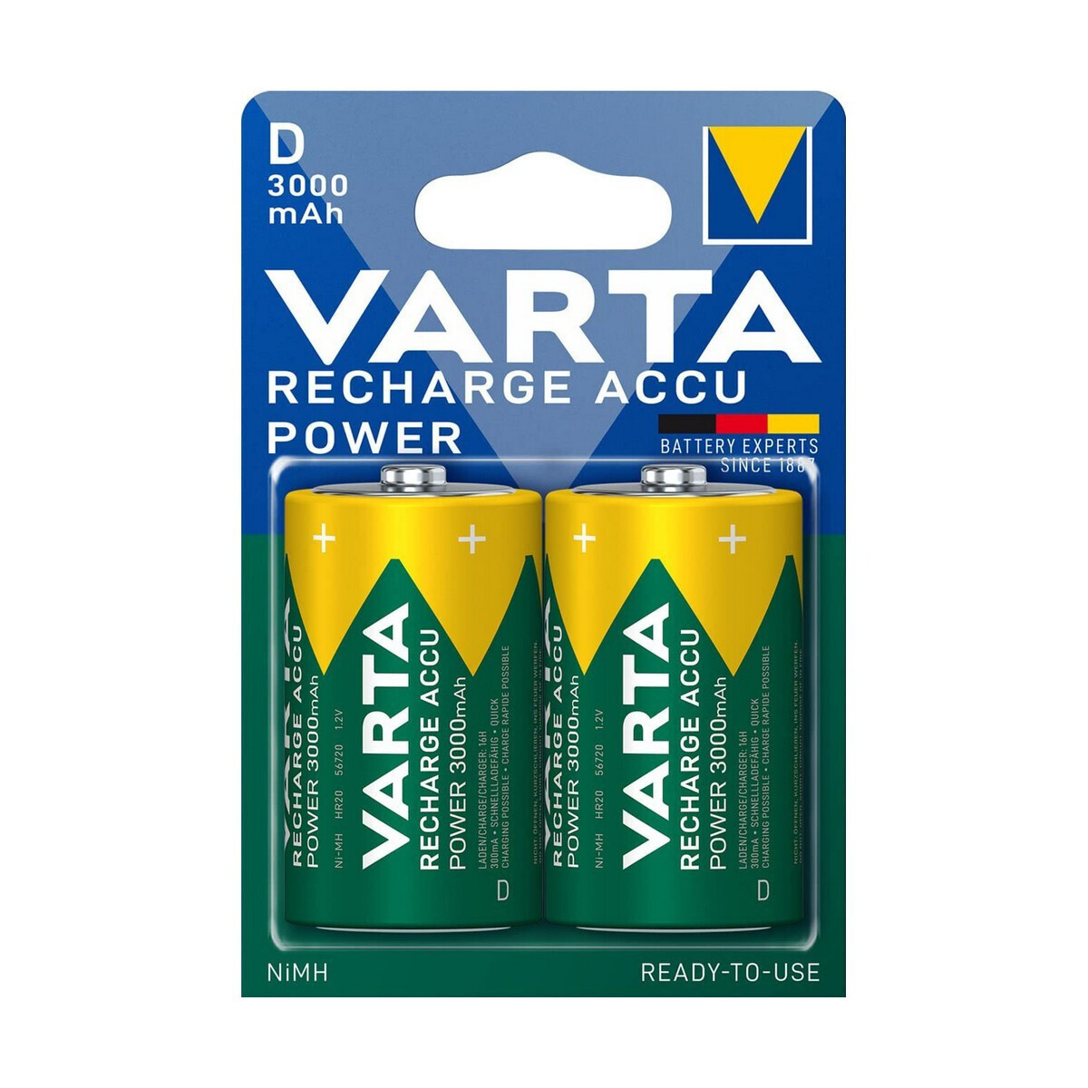 Varta Rechargeable Accu Επαναφορτιζόμενες Μπαταρίες D Ni-MH 3000mAh 1.2V 2τμχ