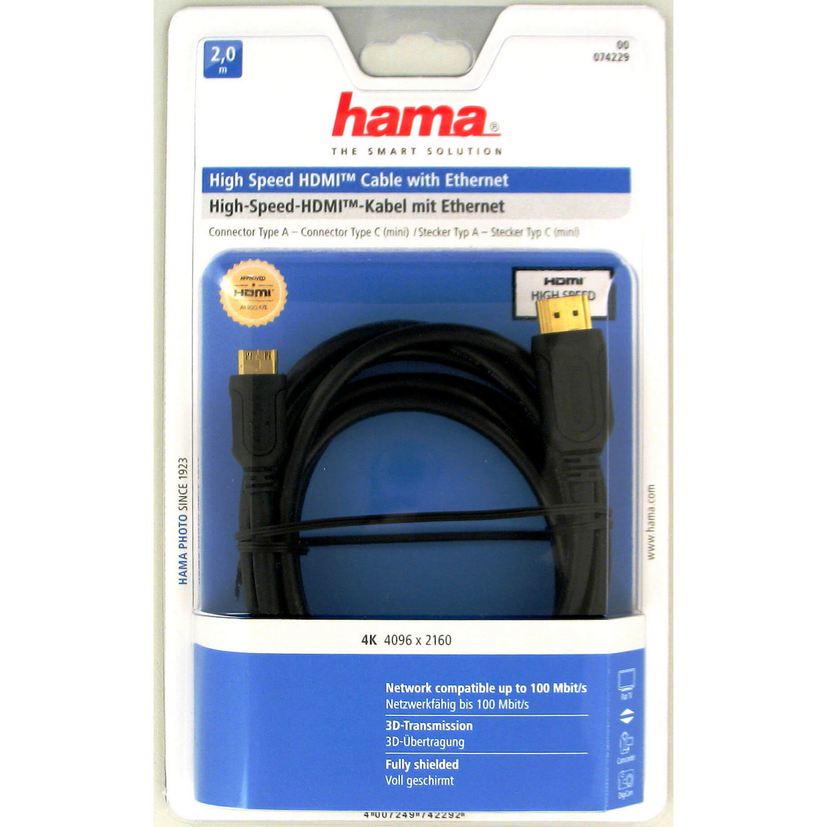 HAMA High Speed HDMI male - mini HDMI male 2m Μαύρο (00074229) - Image 3