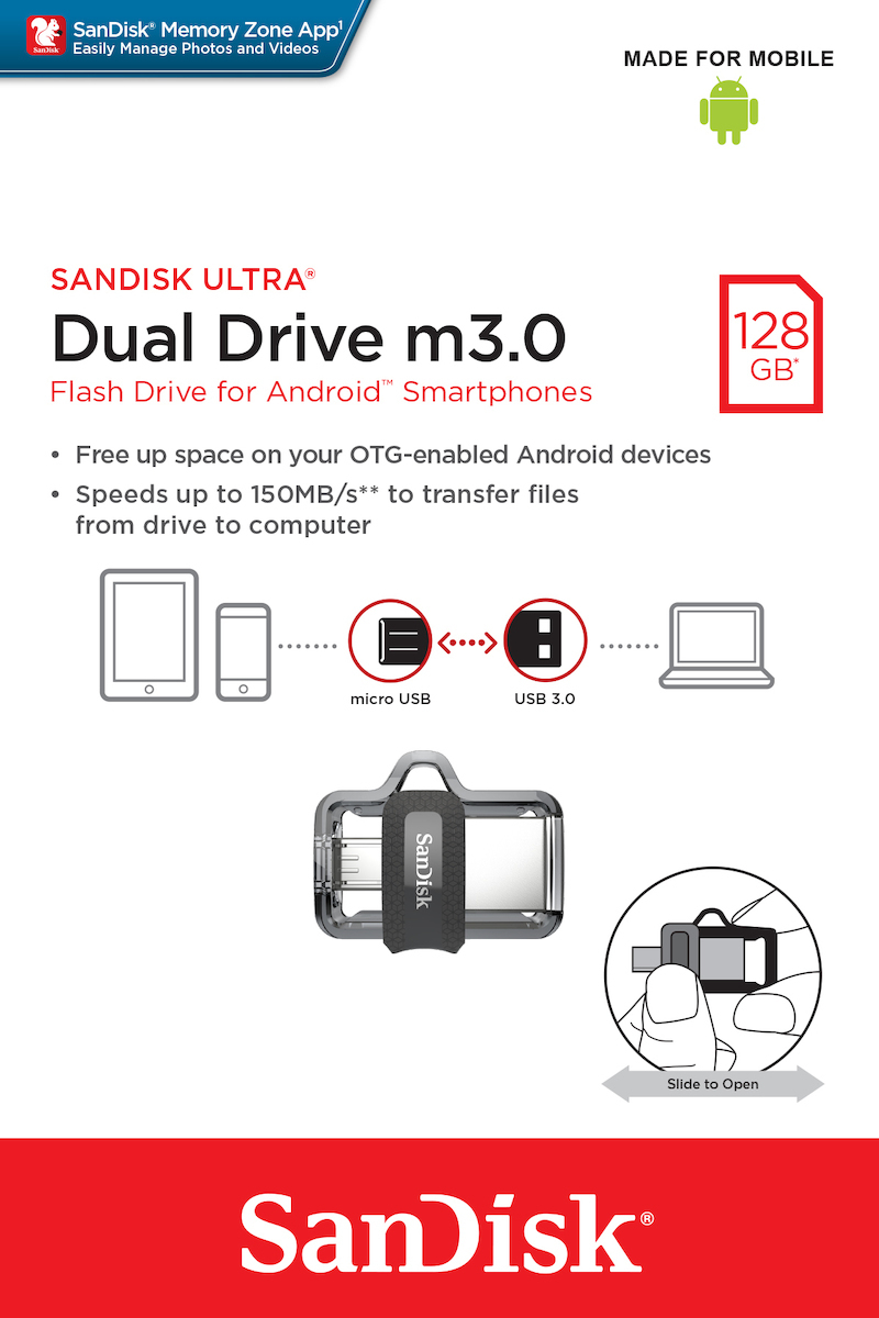 Sandisk Ultra Dual 128GB USB 3.0 SSD Stick με σύνδεση USB-A & micro USB-B Γκρι - Image 6