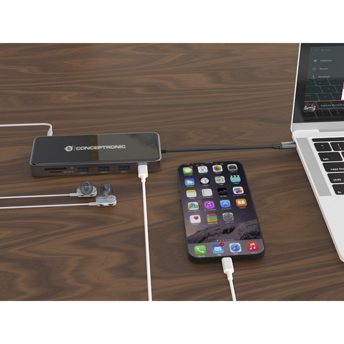 Conceptronic USB-C Docking Station με HDMI 4K PD Ethernet (DONN15G) - Image 6