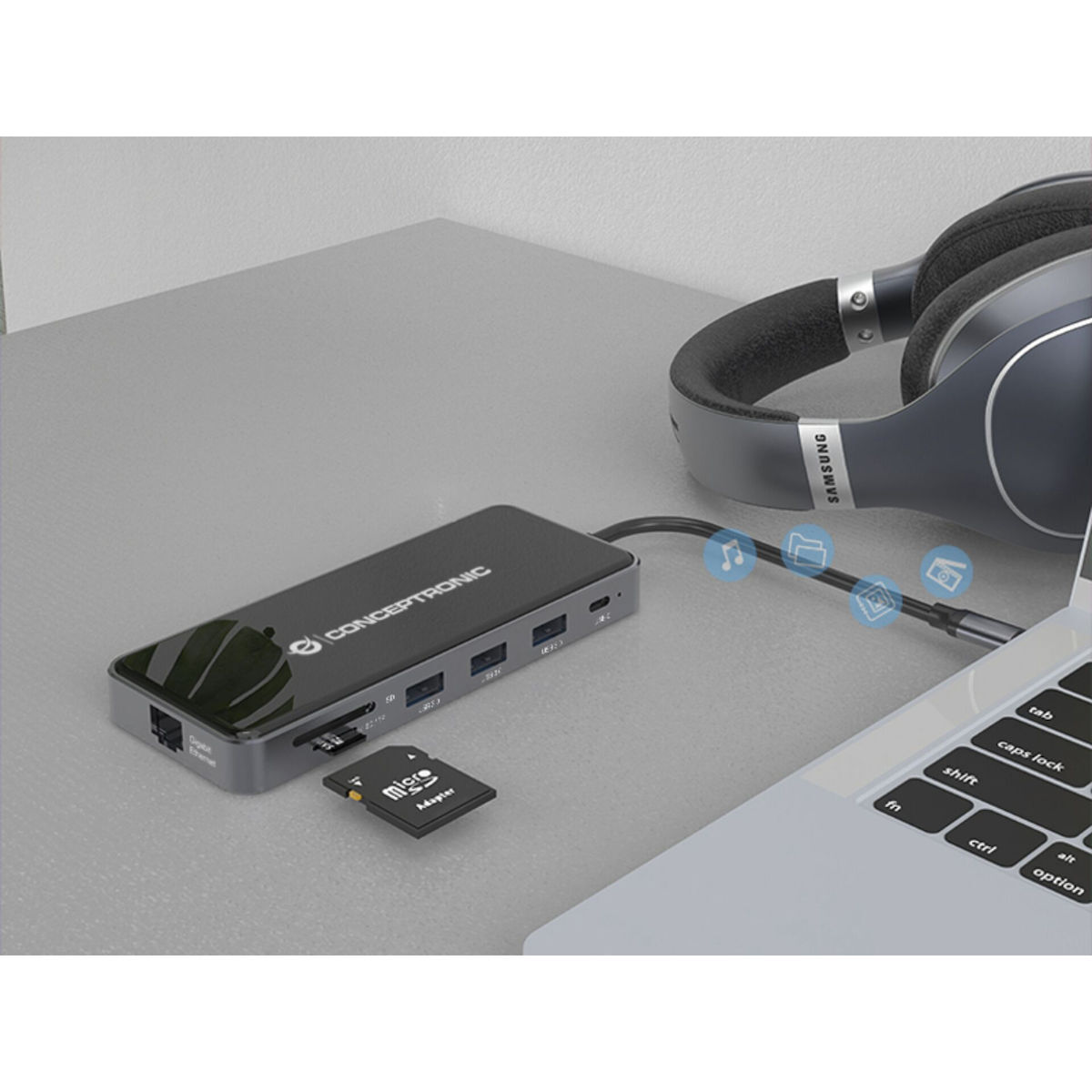 Conceptronic USB-C Docking Station με HDMI 4K PD Ethernet (DONN15G) - Image 5