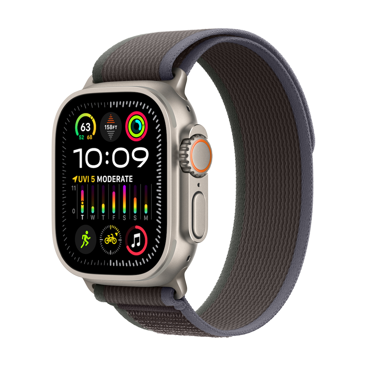 Apple Watch Ultra 2 Titanium 49mm Αδιάβροχο με eSIM και Παλμογράφο (Blue/Black Trail Loop - S/M) - Image 9
