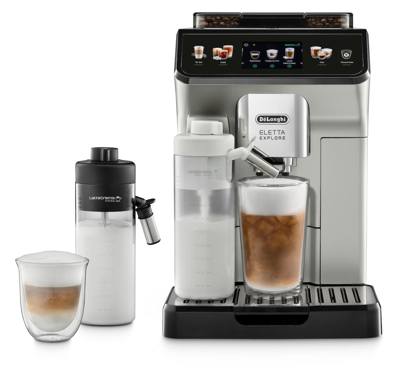 De'Longhi Eletta Explore Αυτόματη Μηχανή Espresso 1450W Πίεσης 19bar για Cappuccino με Μύλο Άλεσης Ασημί - Image 4