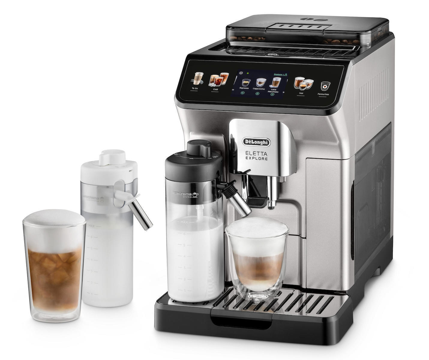 De'Longhi Eletta Explore Αυτόματη Μηχανή Espresso 1450W Πίεσης 19bar για Cappuccino με Μύλο Άλεσης Ασημί - Image 3