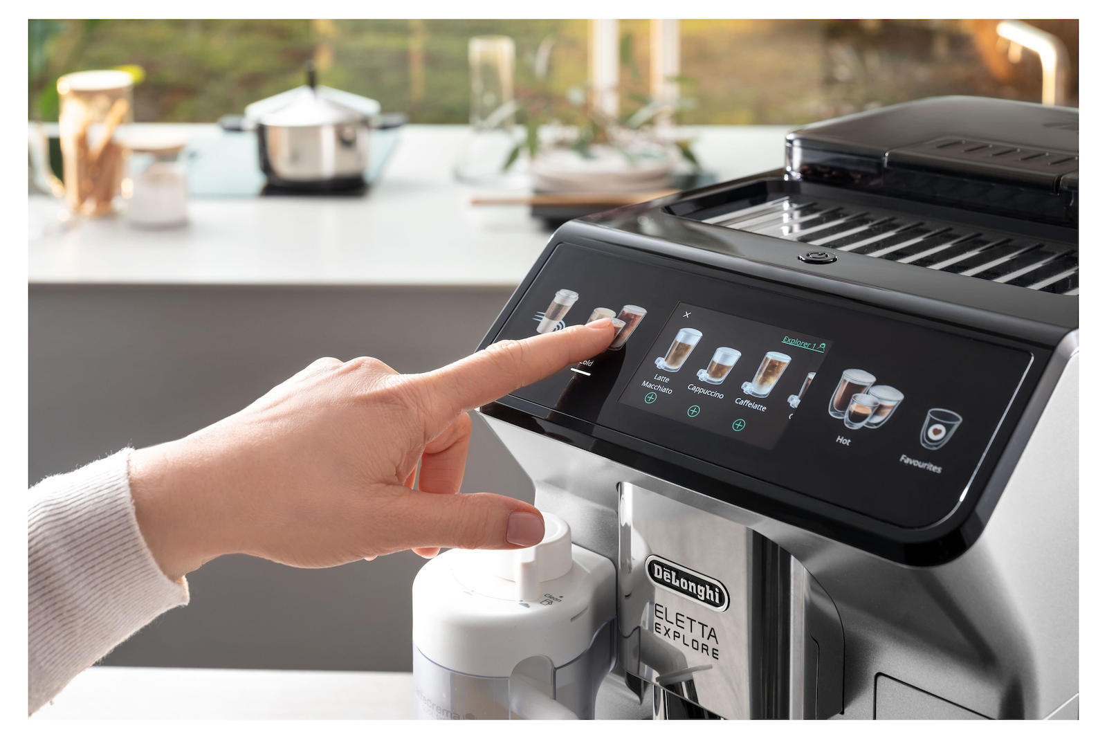De'Longhi Eletta Explore Αυτόματη Μηχανή Espresso 1450W Πίεσης 19bar για Cappuccino με Μύλο Άλεσης Ασημί - Image 6