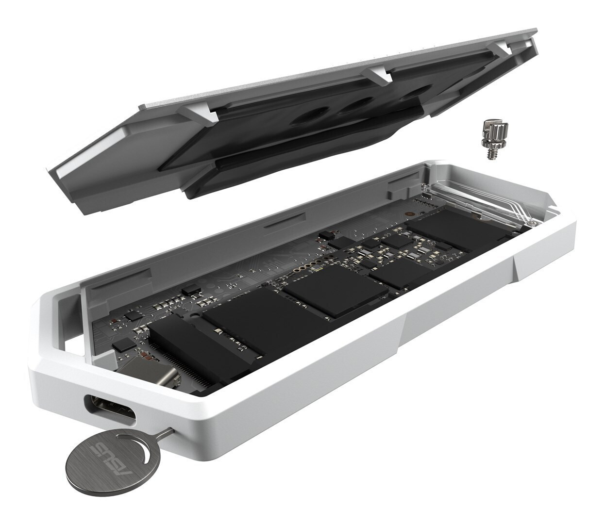 Asus Rog Strix Arion Θήκη για Σκληρό Δίσκο M.2 SATA III NVME με σύνδεση USB 3.2 Type-C σε Λευκό χρώμα - Image 3