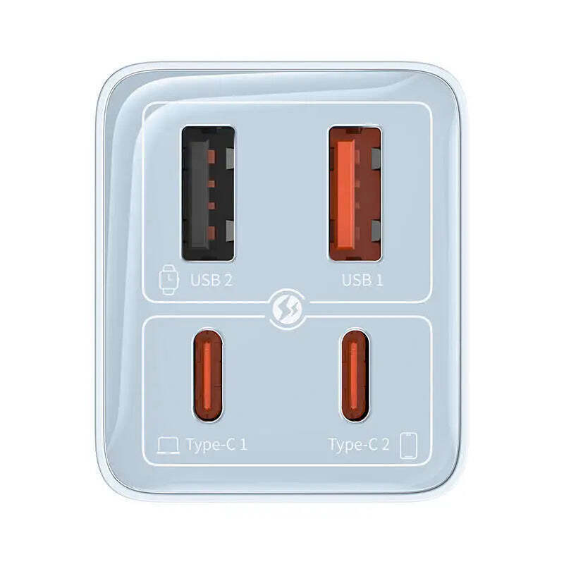 Baseus Φορτιστής Χωρίς Καλώδιο GaN με 2 Θύρες USB-A και 2 Θύρες USB-C 65W Power Delivery Μπλε (P10162701313-00) - Image 8