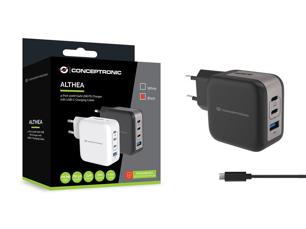 Conceptronic ALTHEA18B USB-C 100W με Καλώδιο USB-C - USB-C - Image 2