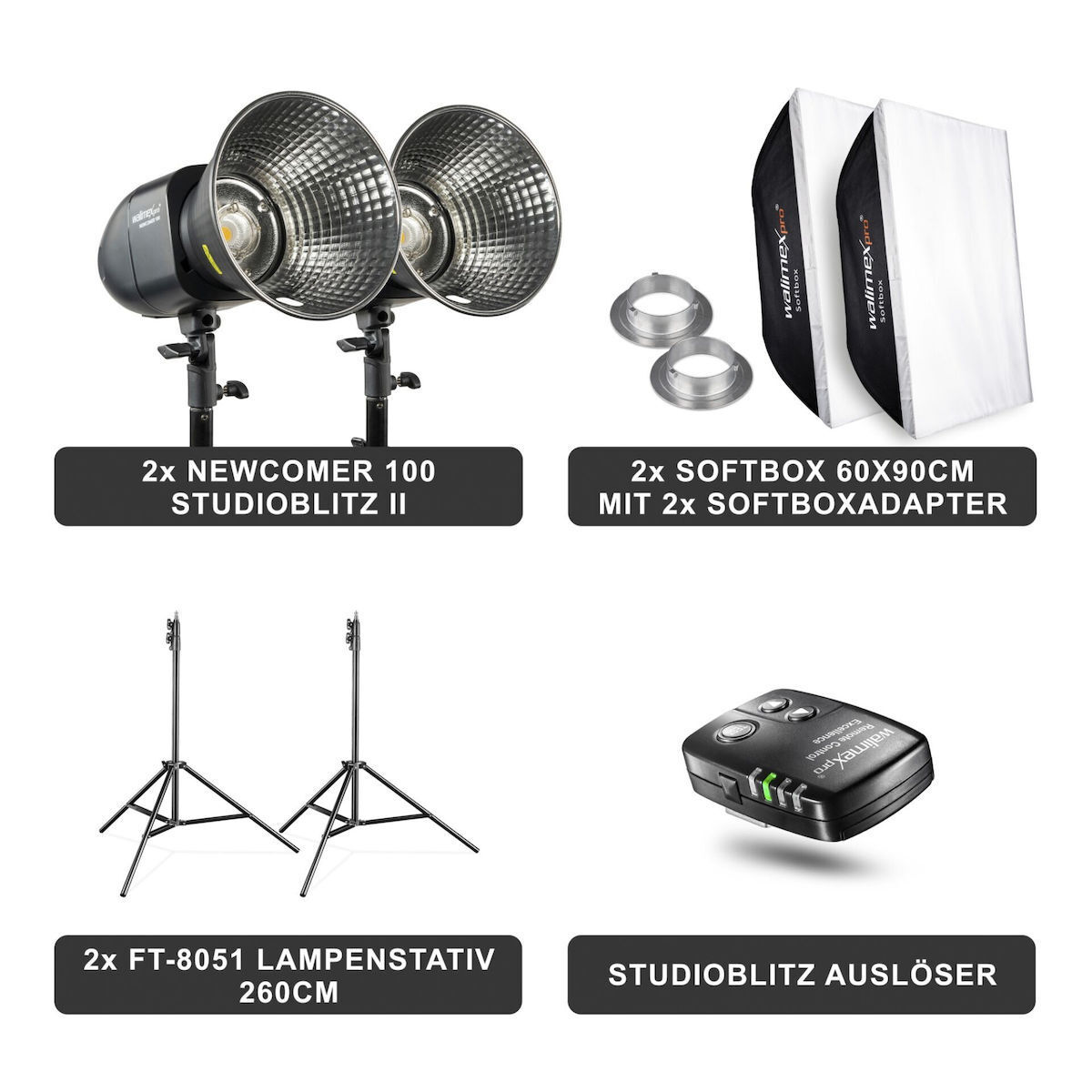 Walimex Pro Newcomer 100 II Set Double Kit Φωτισμού - Image 5