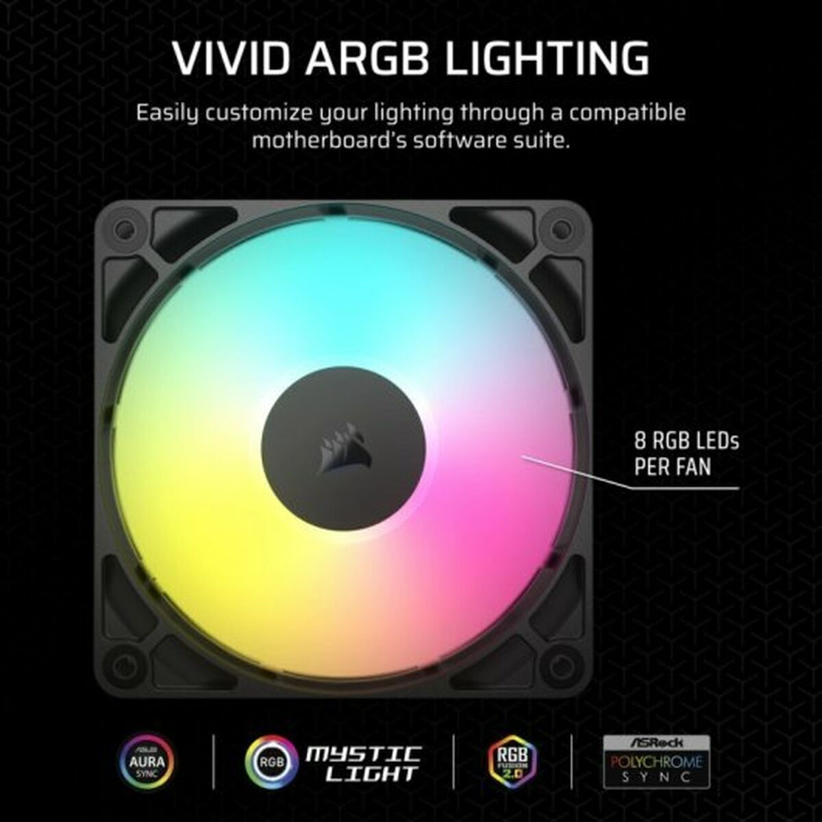 Corsair RS120 Case Fan με ARGB Φωτισμό και Σύνδεση 4-Pin PWM - Image 7