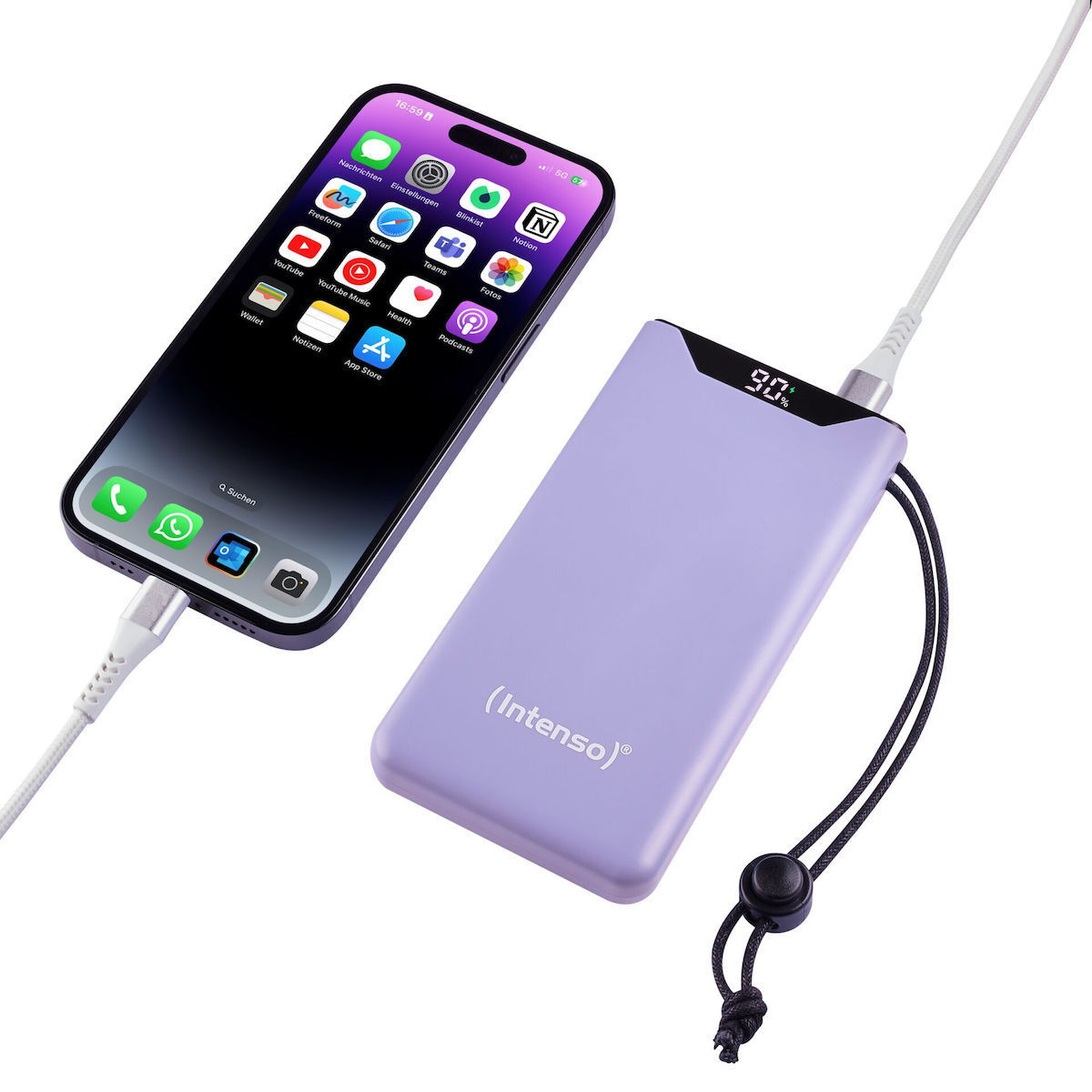Intenso F10000 Power Bank 10000mAh 20W με Θύρα USB-A και Θύρα USB-C Quick Charge 3.0 Lila - Image 4