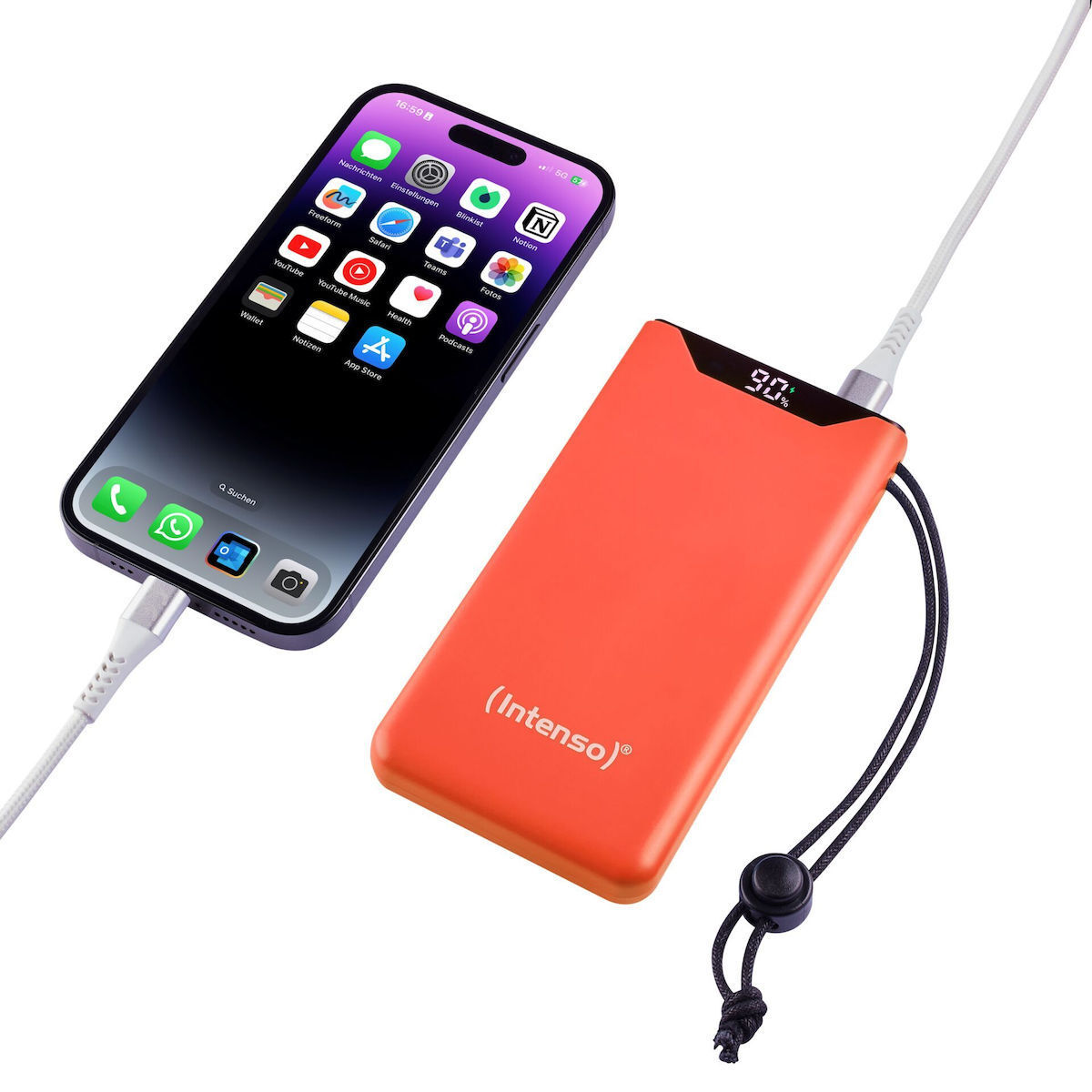 Intenso F10000 Power Bank 10000mAh 20W με Θύρα USB-A και Θύρα USB-C Quick Charge 3.0 Πορτοκαλί - Image 4
