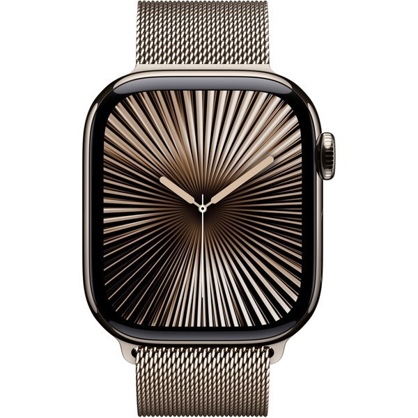 Apple Watch Series 10 Cellular Titanium 42mm Αδιάβροχο με eSIM και Παλμογράφο (Gold - Milanese Loop Natural) - Image 2