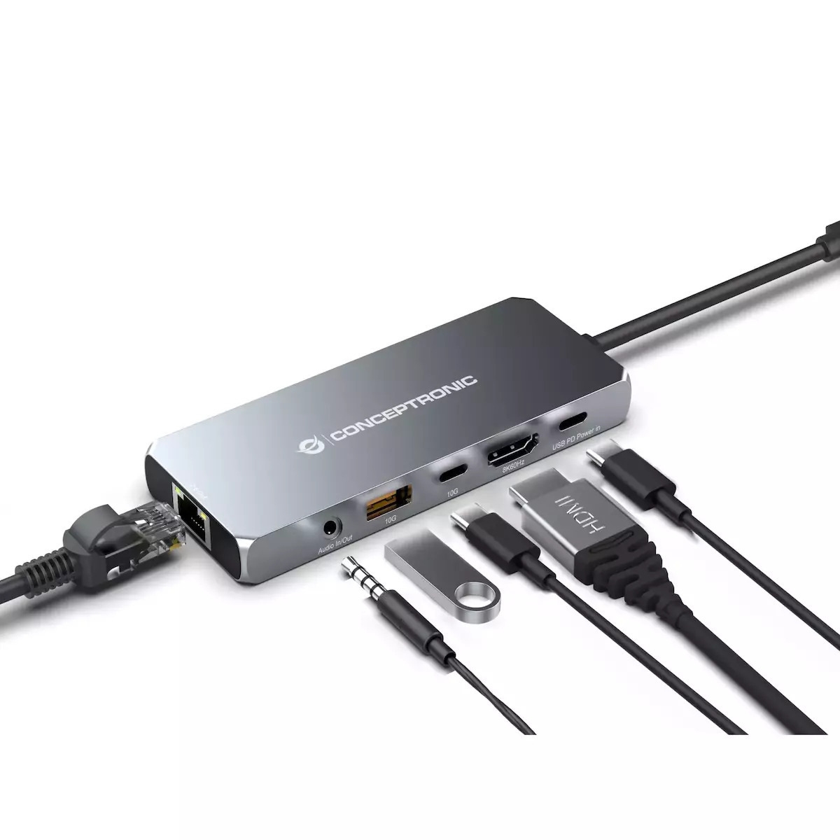 Conceptronic USB-C Docking Station με HDMI 4K PD Ethernet (DONN22G) - Image 5