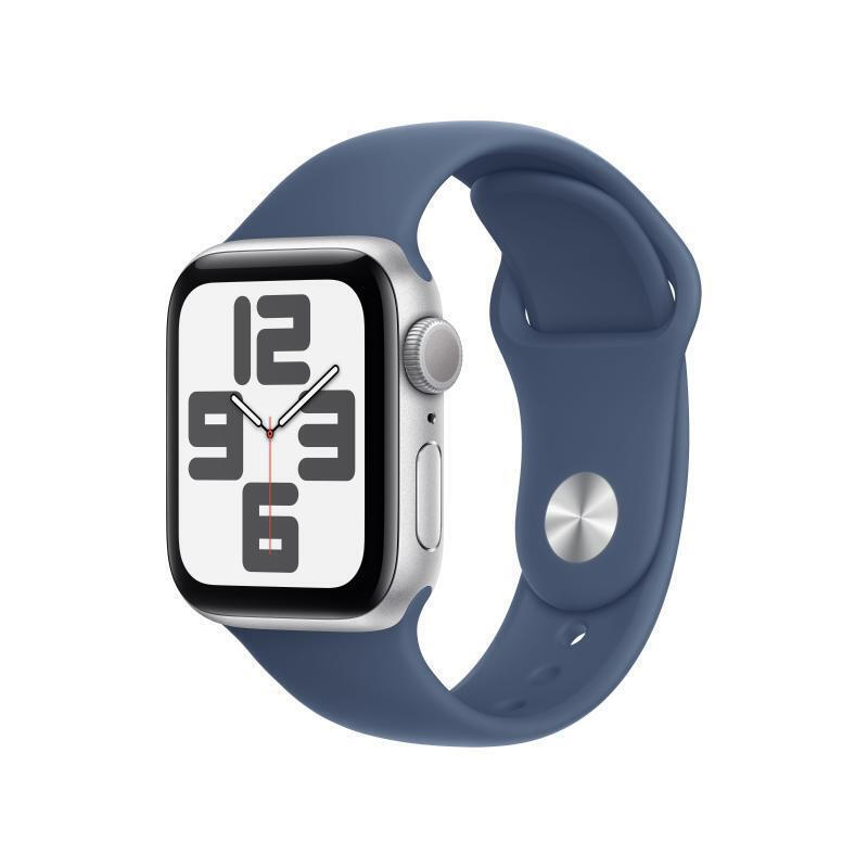 Apple Watch SE 2024 Aluminium 40mm Αδιάβροχο με Παλμογράφο (Silver με Denim Sport Band (S/M)) - Image 2