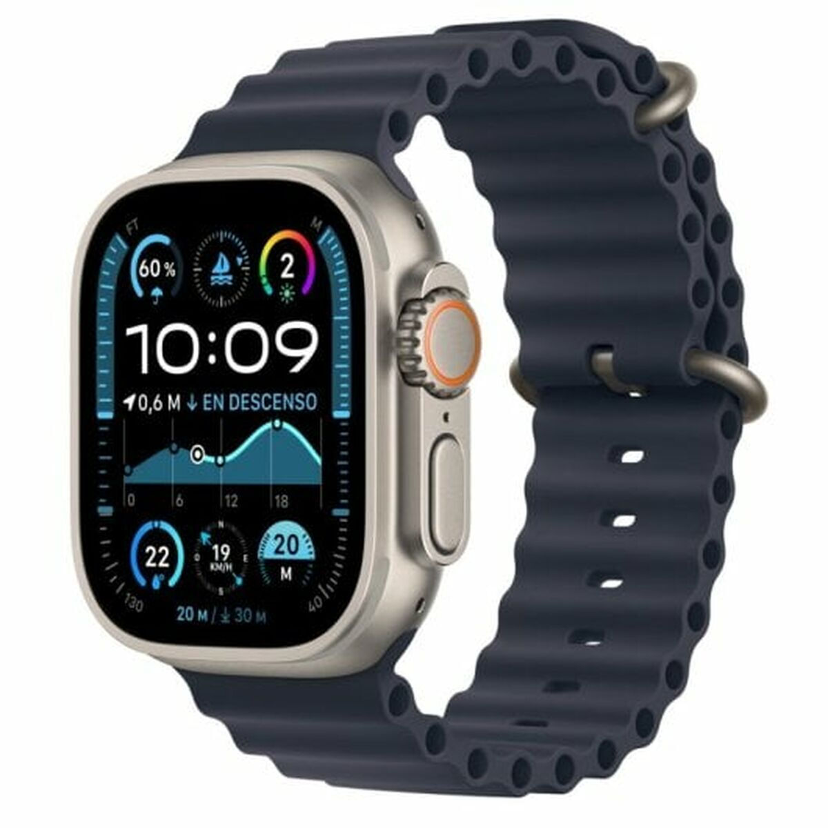 Apple Watch Ultra 2 2024 Titanium 49mm Αδιάβροχο με eSIM και Παλμογράφο (Natural με Navy Ocean Band) - Image 2