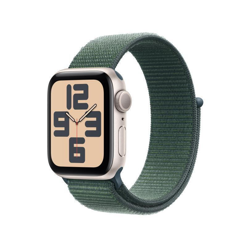 Apple Watch SE 2024 Aluminium 40mm Αδιάβροχο με Παλμογράφο (Starlight με Lake Green Sport Loop) - Image 2