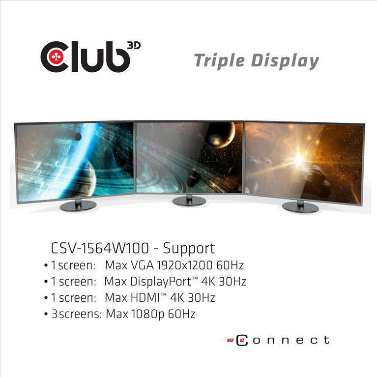 Club3D USB-C Docking Station με HDMI/DisplayPort 4K PD Ethernet (CSV-1564W100) - Image 8