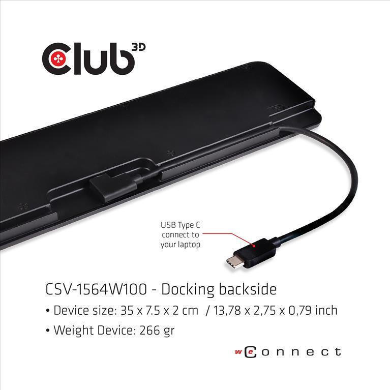 Club3D USB-C Docking Station με HDMI/DisplayPort 4K PD Ethernet (CSV-1564W100) - Image 7