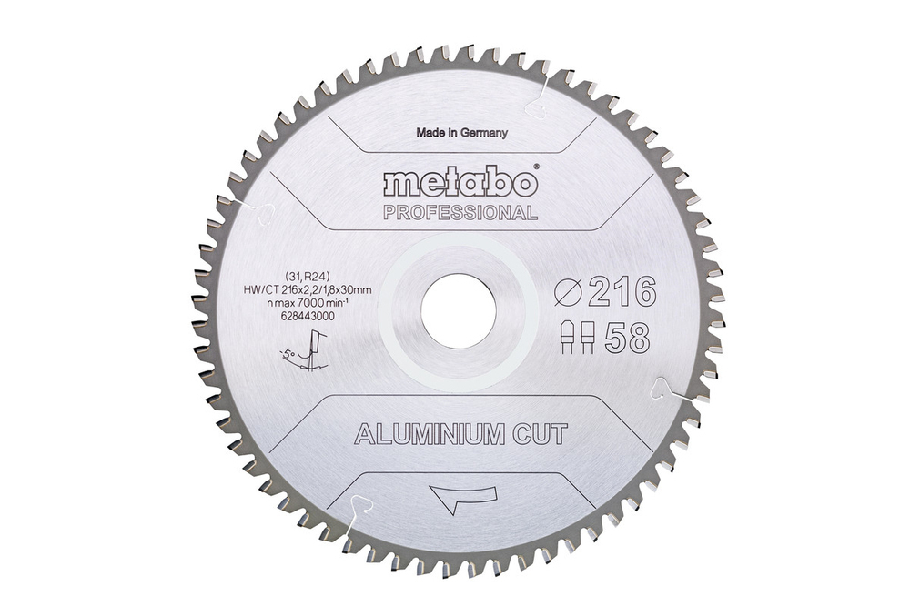 Metabo Δίσκος Κοπής Αλουμινίου με 58 Δόντια 216mm 628443000