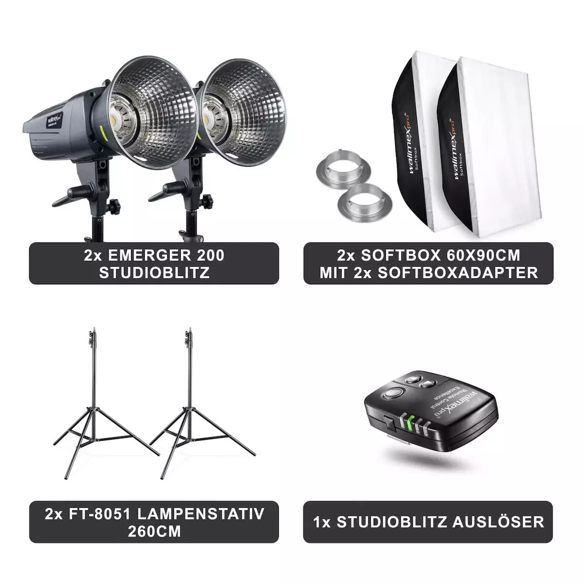 Walimex Pro Emerger 200 Set Double Kit Φωτισμού - Image 4