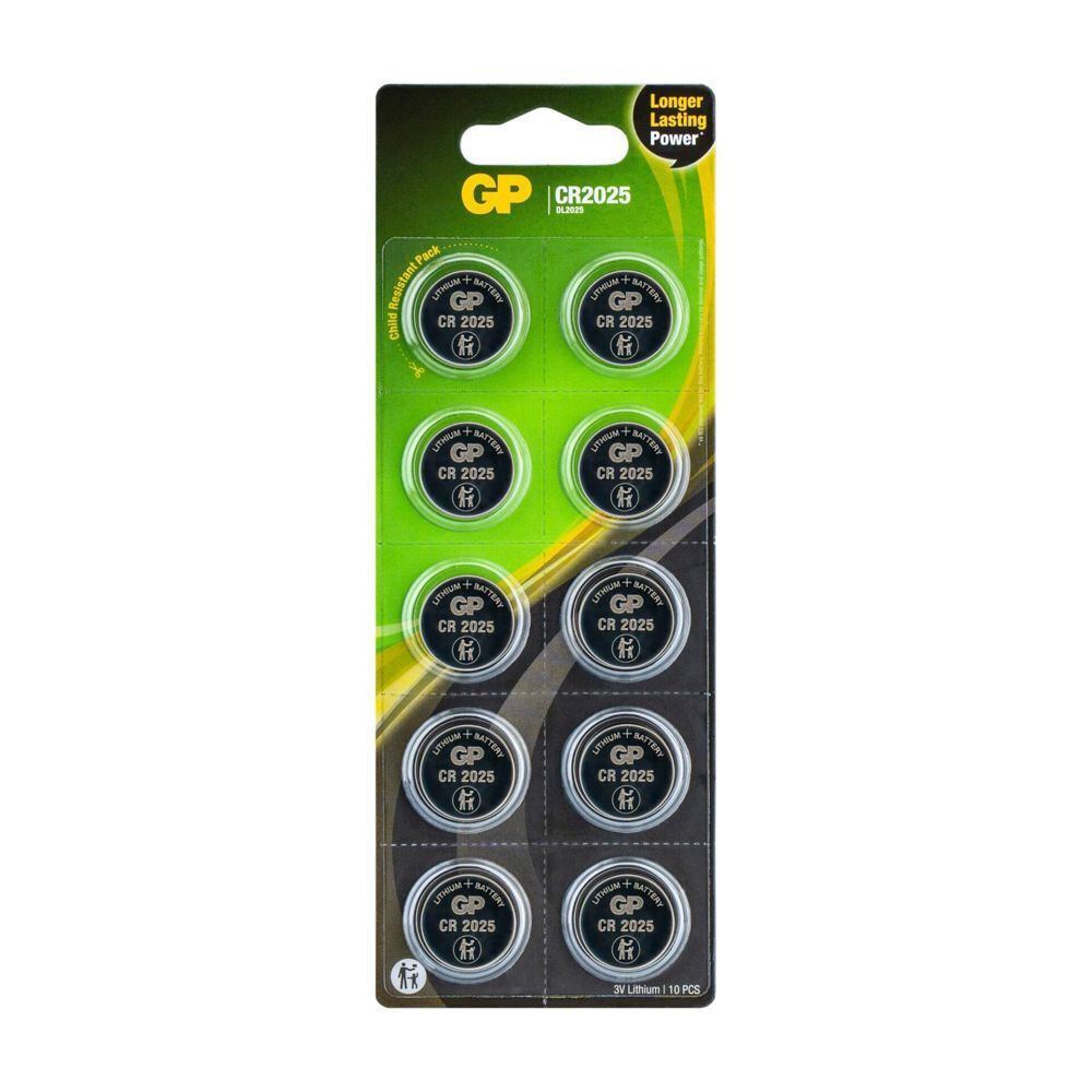 GP Batteries Cr Μπαταρίες Λιθίου Ρολογιών CR2025 3V 10τμχ