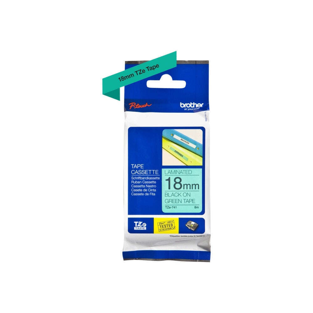 Brother TZe-741 Ταινία Ετικετογράφου 8m x 18mm σε Πράσινο Χρώμα