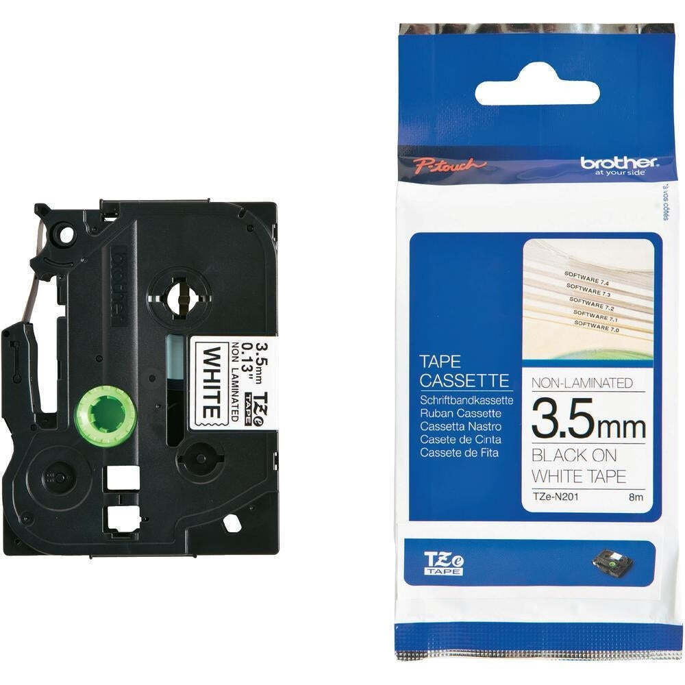 Brother TZe-N201 Ταινία Ετικετογράφου 8m x 3.5mm σε Λευκό Χρώμα