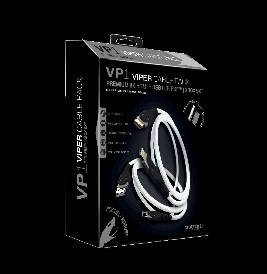 Gioteck Viper Cable Pack (HDMI & USB-C) HDMI 2.1 Braided HDMI male - HDMI male 2m Λευκό - Image 3
