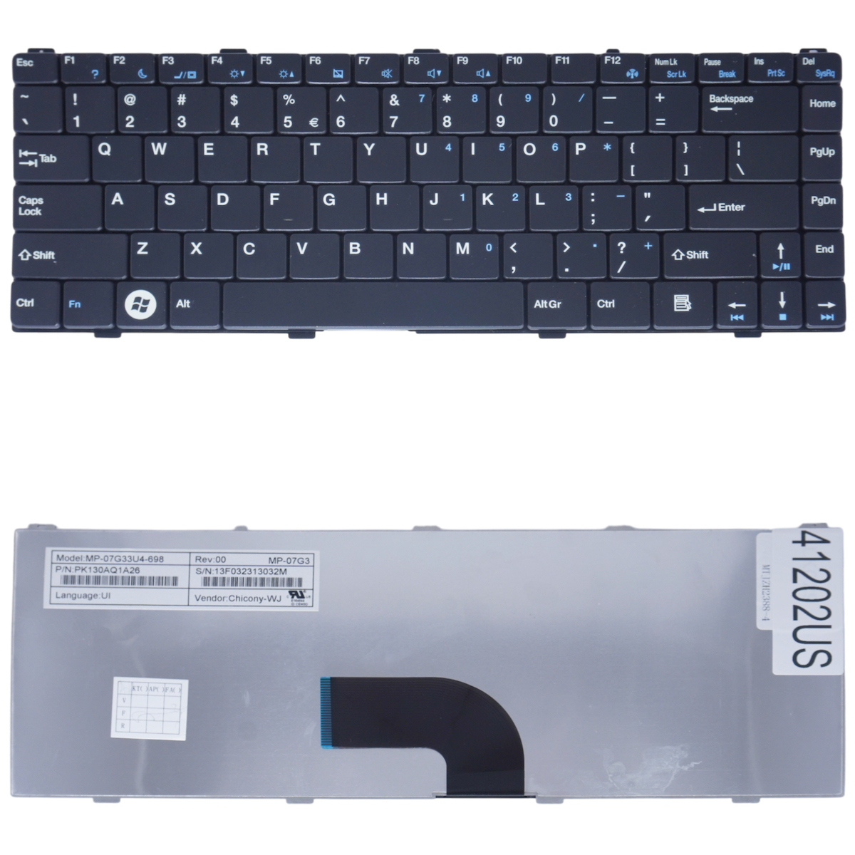 Πληκτρολόγιο Laptop Keyboard Benq Joybook S43 S46 S43-lc10 S43-lc12 S46 S46-xc01 Dh1404 Sg-28120-xua Pk130aq1a26 Mp-07g33u4-698 Us Black Κωδ.41202us