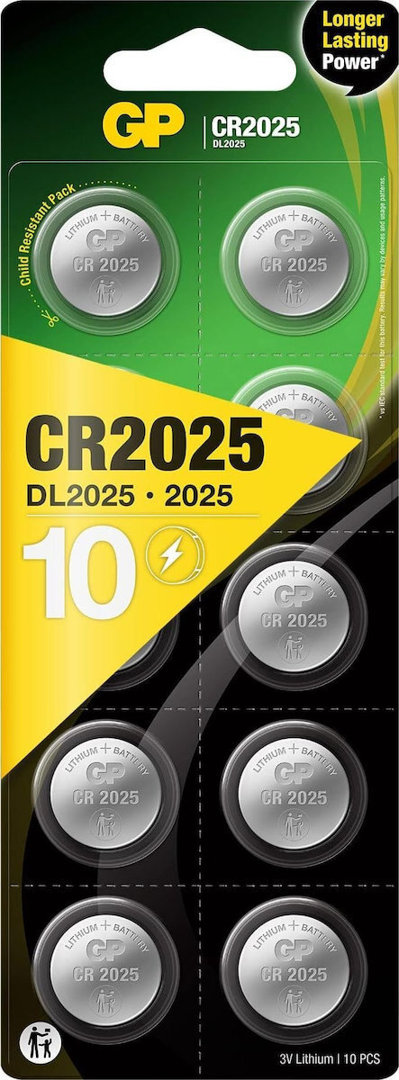 GP Batteries Cr Μπαταρίες Λιθίου Ρολογιών CR2025 3V 10τμχ - Image 2