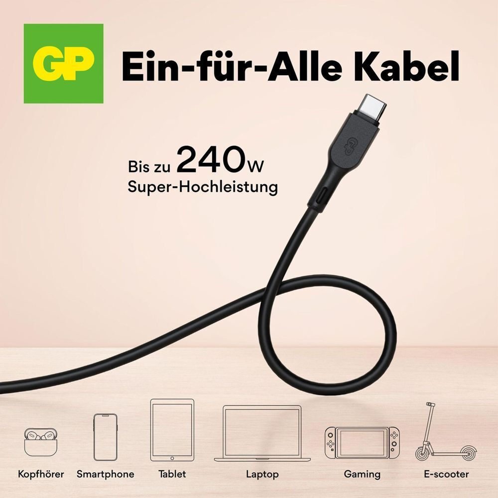 GP Batteries Regular USB to Type-C Cable 1m (GPCBCXBPBKUSB964) - Image 4