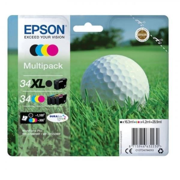 Epson Golfball T3479 Γνήσιο Πακέτο 4 Μελανιών Εκτυπωτή InkJet Κίτρινο / Κυανό / Ματζέντα / Μαύρο