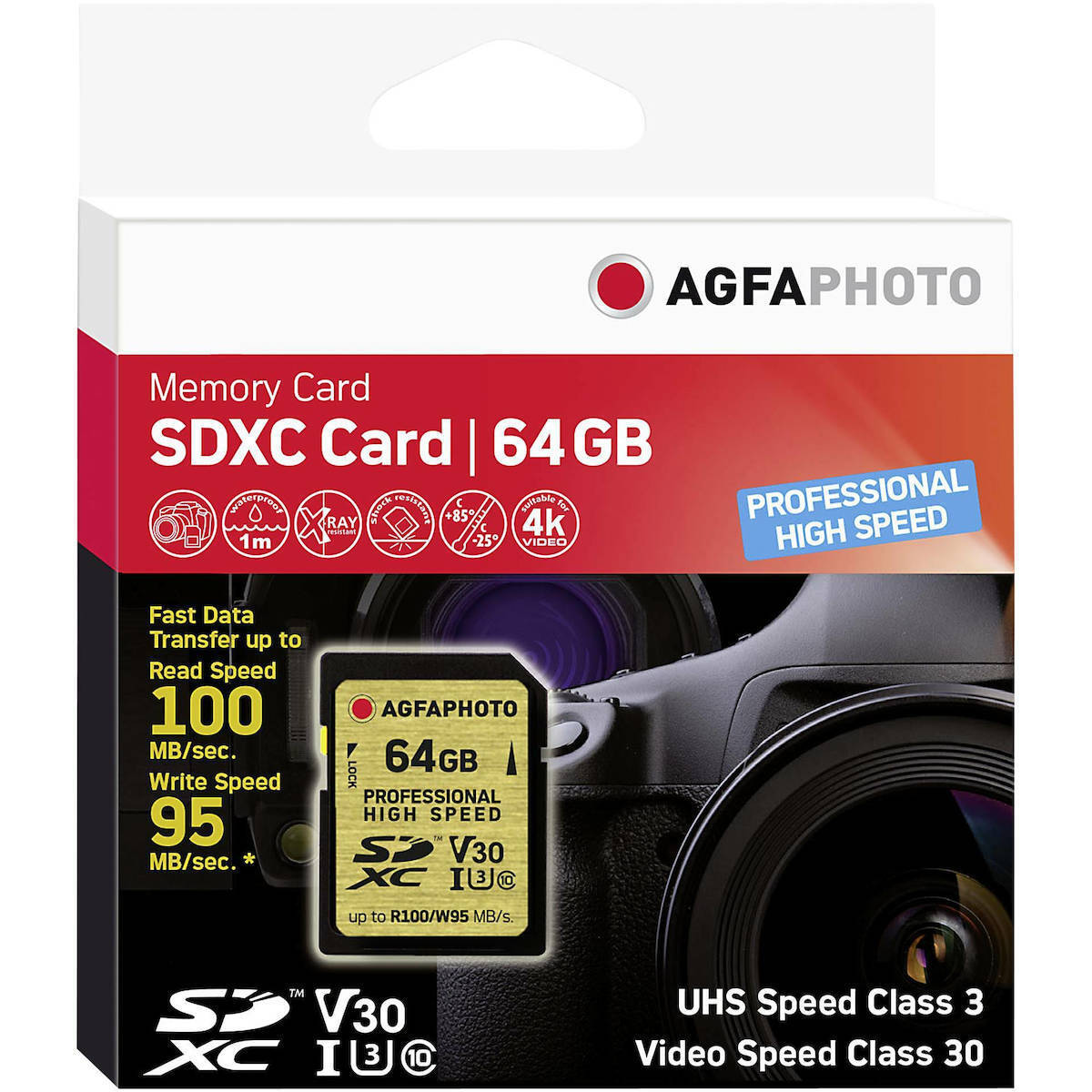 AgfaPhoto Professional High Speed SDXC 64GB Class 10 U3 V30 UHS-I - Image 3