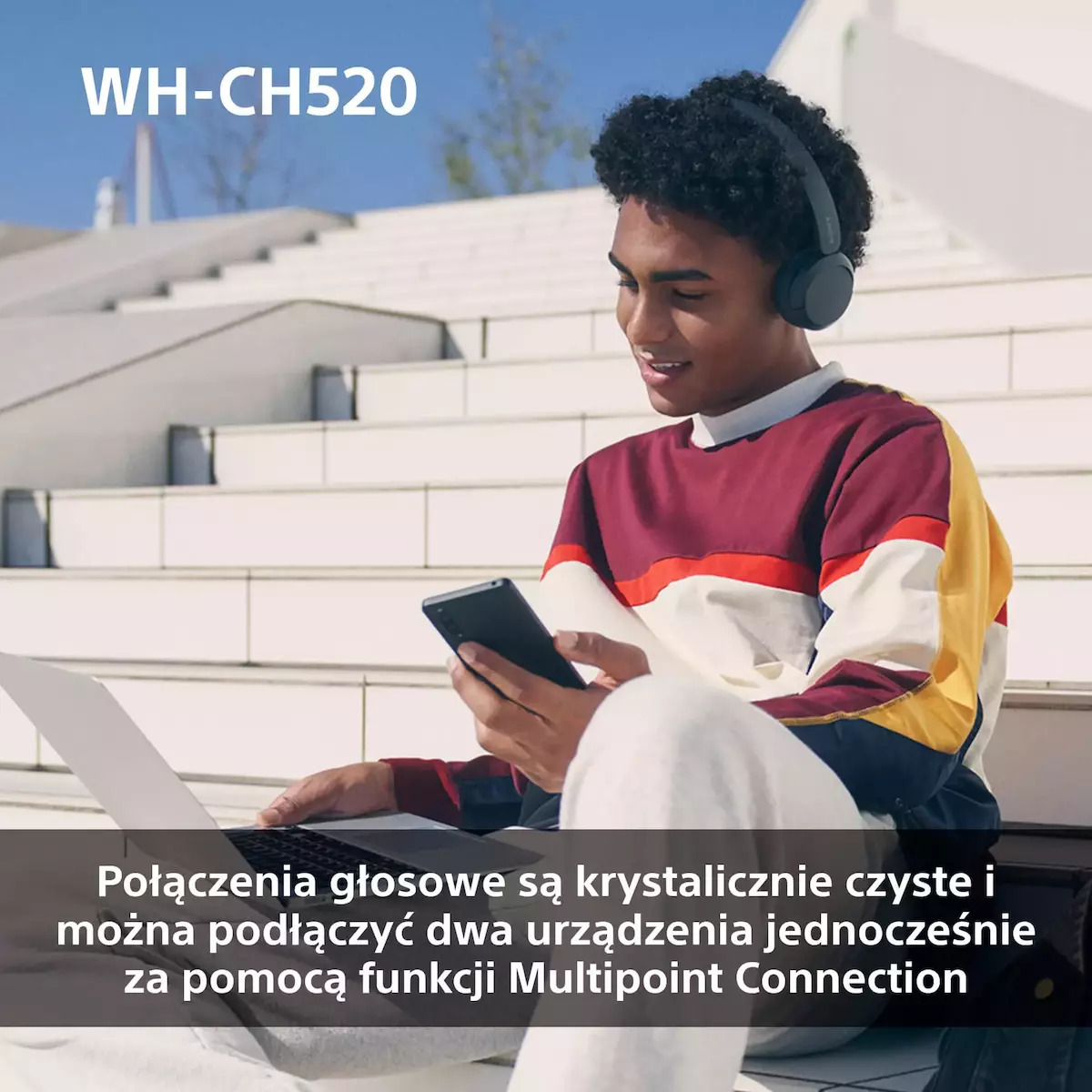 Sony WH-CH520 Ασύρματα / Ενσύρματα On Ear Ακουστικά με 50 ώρες Λειτουργίας και Quick Charge Κίτρινα - Image 3