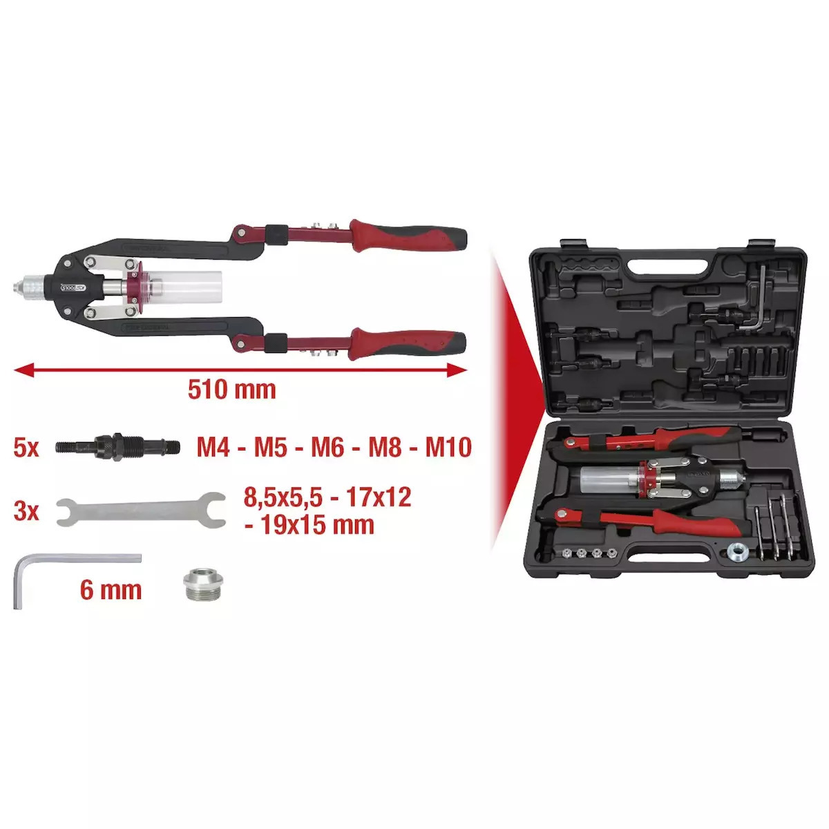 Ks Tools Universal Riveting Tool Βαλίτσα με 17 Εργαλεία - Image 5