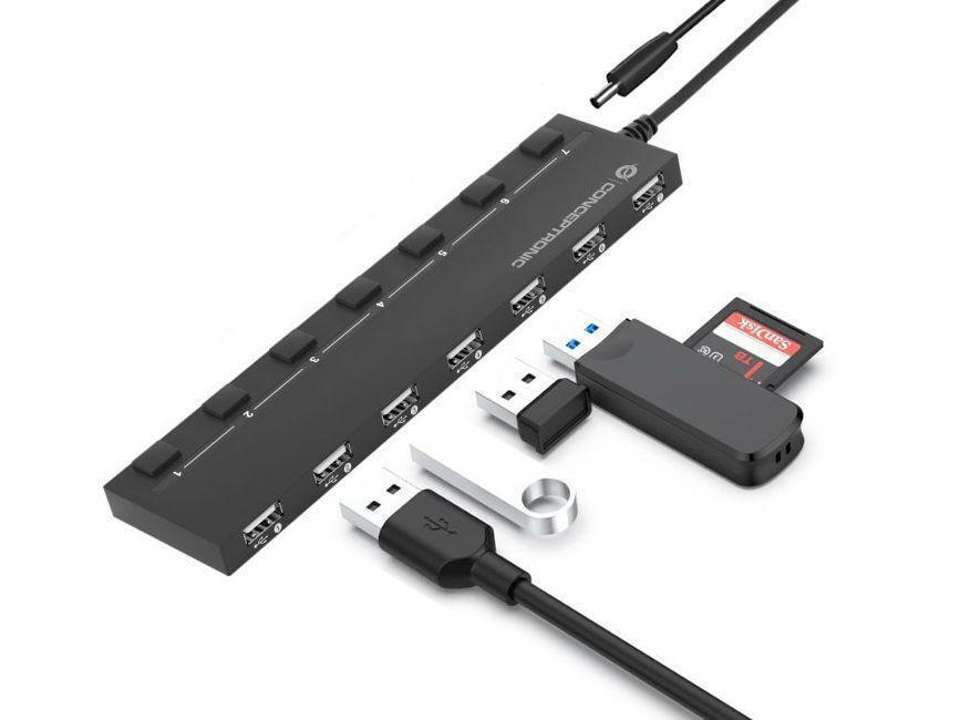 Conceptronic USB 2.0 Hub 7 Θυρών με σύνδεση USB-A & Θύρα Φόρτισης και Εξωτερική Παροχή Ρεύματος - Image 4