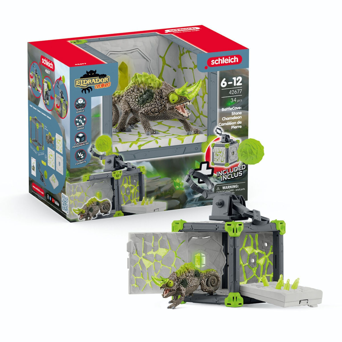 Schleich-S Παιχνίδι Μινιατούρα Battlecave Stone Chameleon Γκρι - Image 2