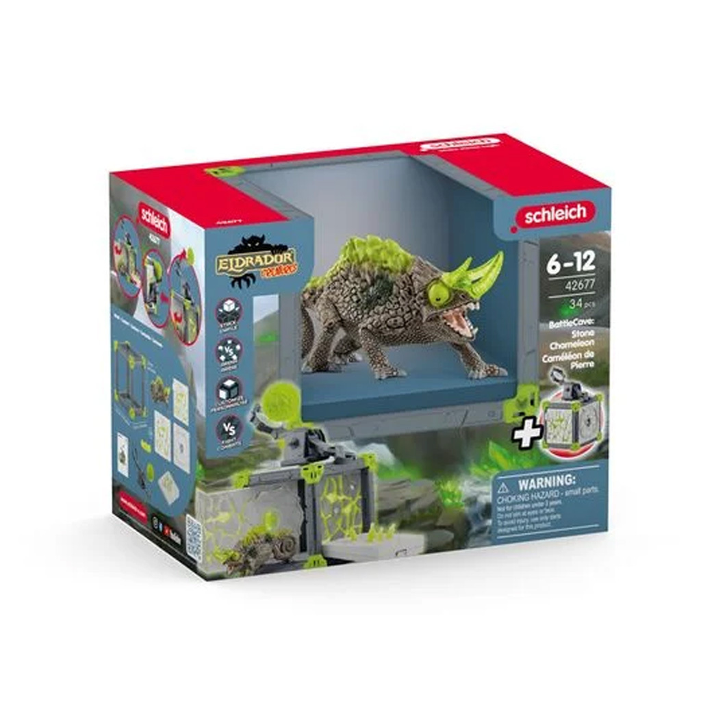 Schleich-S Παιχνίδι Μινιατούρα Battlecave Stone Chameleon Γκρι - Image 9