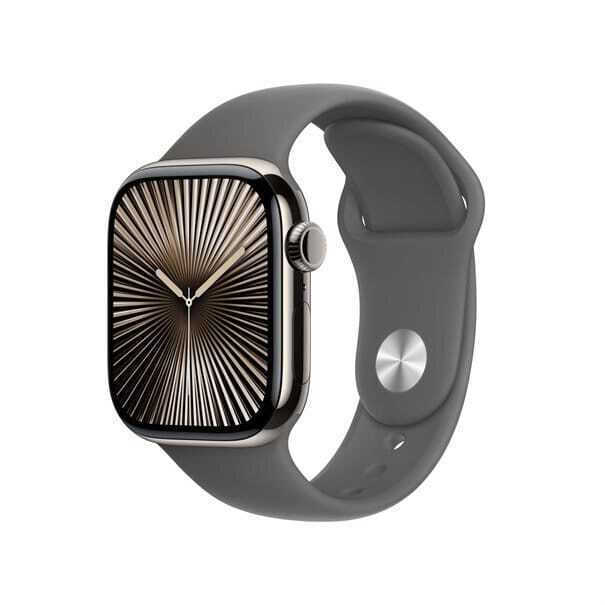 Apple Watch Series 10 Cellular Titanium 42mm Αδιάβροχο με eSIM και Παλμογράφο (Natural Titanium με Stone Grey Sport Band (S/M)) - Image 2