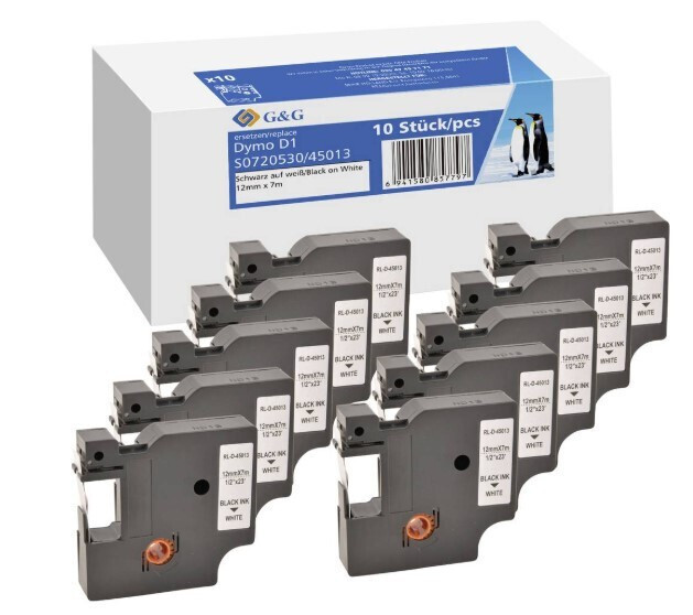 G&G Ταινία Ετικετογράφου 1m x 12mm σε Μαύρο Χρώμα