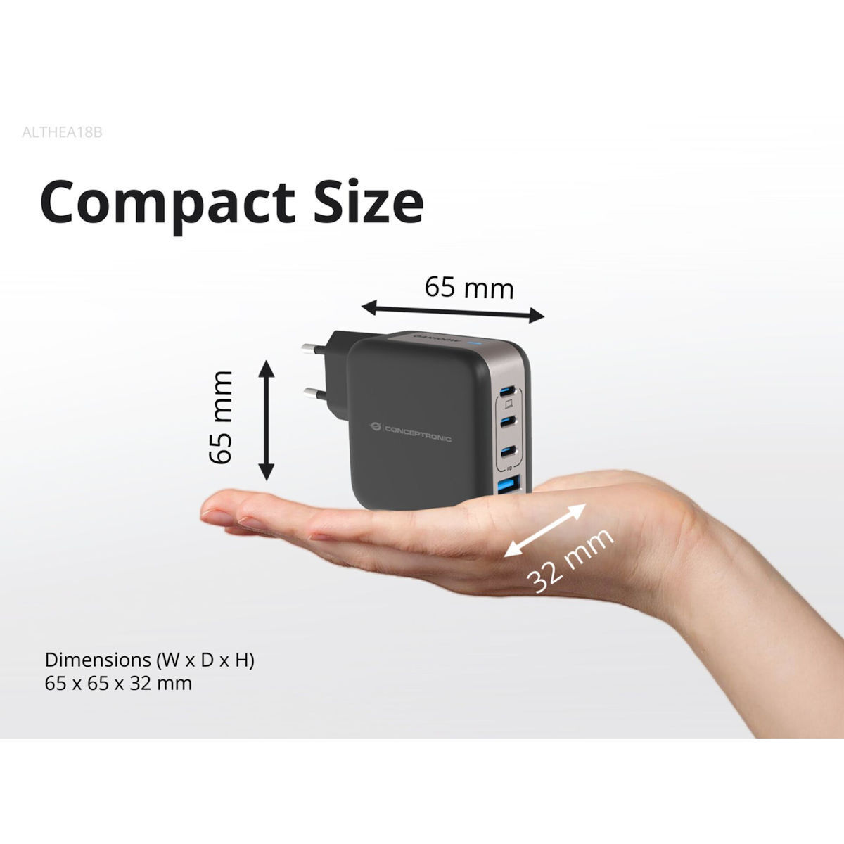 Conceptronic ALTHEA18B USB-C 100W με Καλώδιο USB-C - USB-C - Image 7