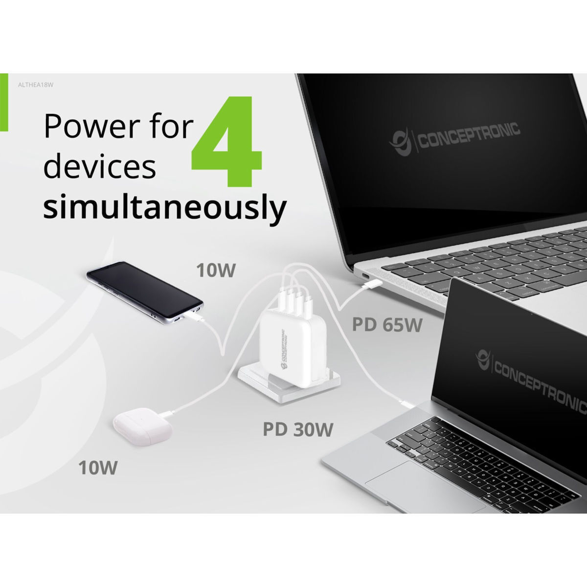 Conceptronic ALTHEA18W USB-C 100W με Καλώδιο USB-C - USB-C - Image 6