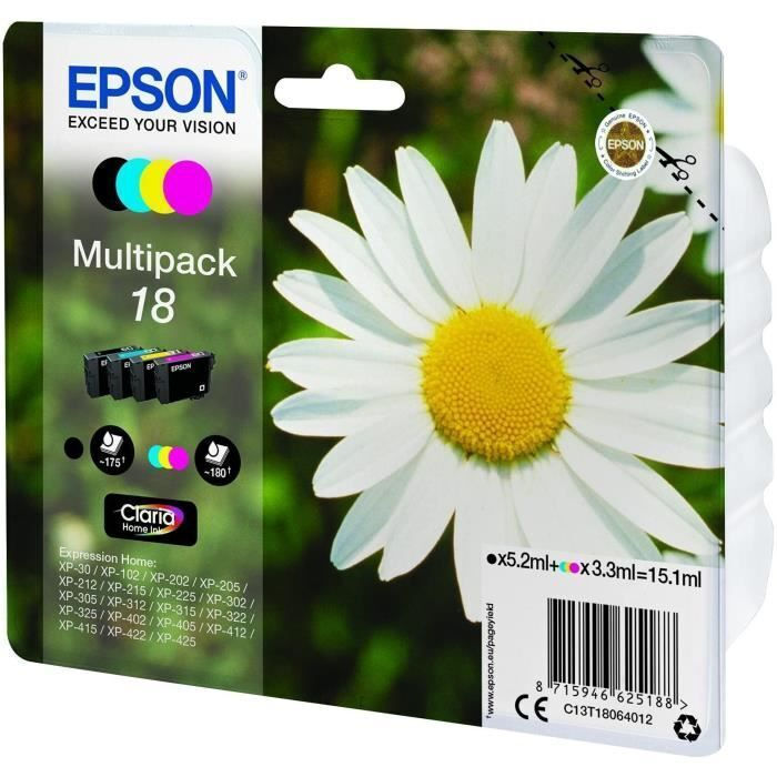 Epson 18 Γνήσιο Πακέτο 4 Μελανιών Εκτυπωτή InkJet Κίτρινο / Κυανό / Ματζέντα / Μαύρο (C13T18064022) - Image 3