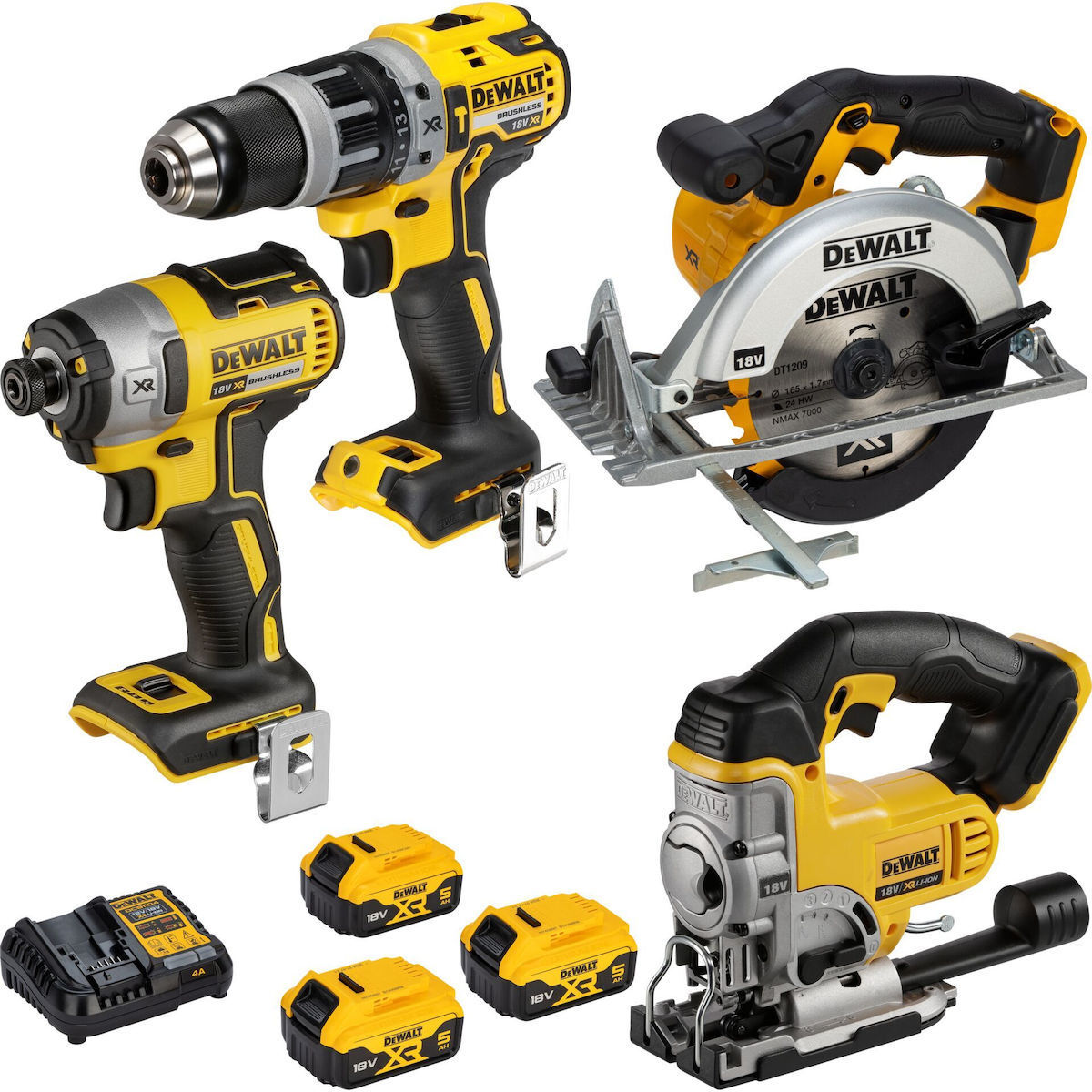 Dewalt DCK551P3T Σετ Δισκοπρίονο, Δραπανοκατσάβιδο, Παλμικό Κατσαβίδι, Σέγα & Φακός 18V με 3 Μπαταρίες 5Ah και Θήκη - Image 2