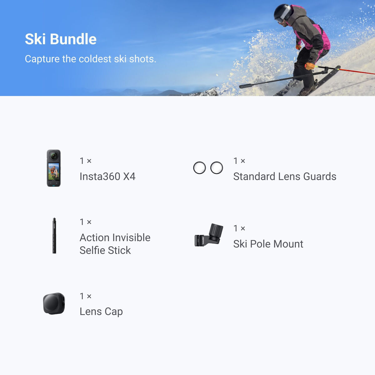 Insta360 X4 Action Camera 8K Λήψης 360° Υποβρύχια Ski Combo με Οθόνη Αφής 2.5" και Wi-Fi Μαύρη - Image 2