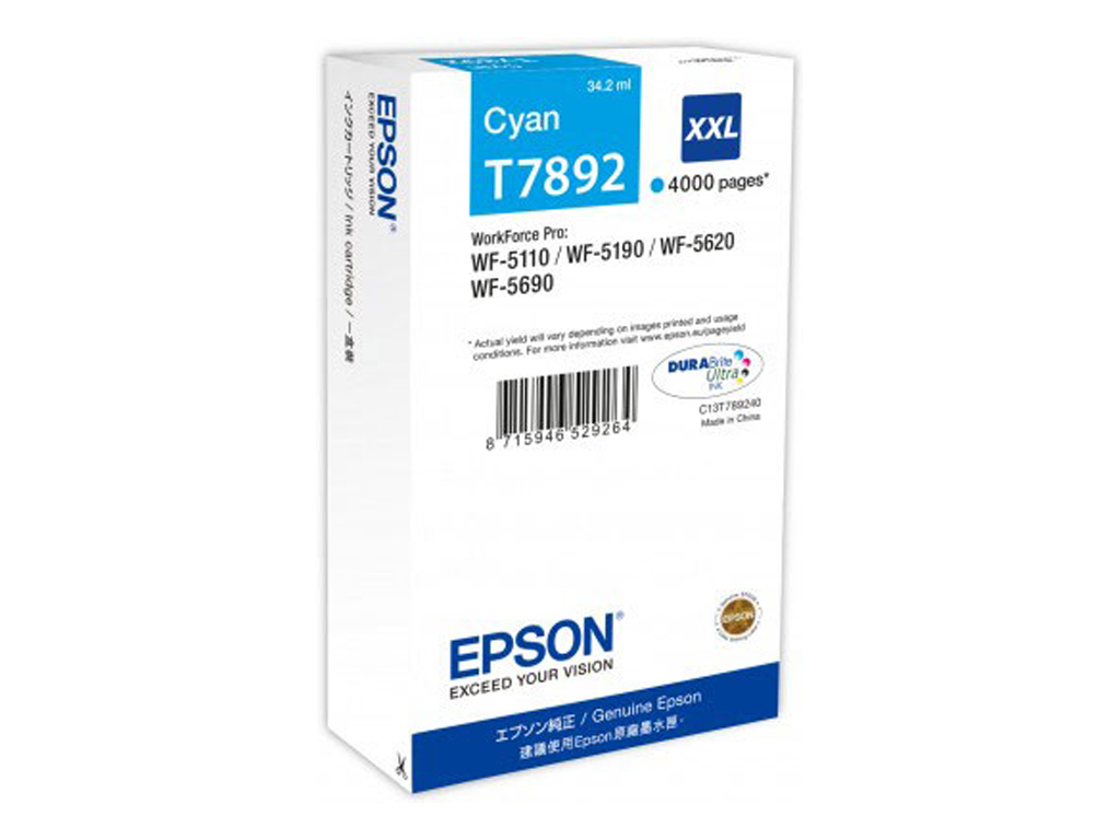 Epson T7892XXL Γνήσιο Μελάνι Εκτυπωτή InkJet Κυανό (C13T789240)